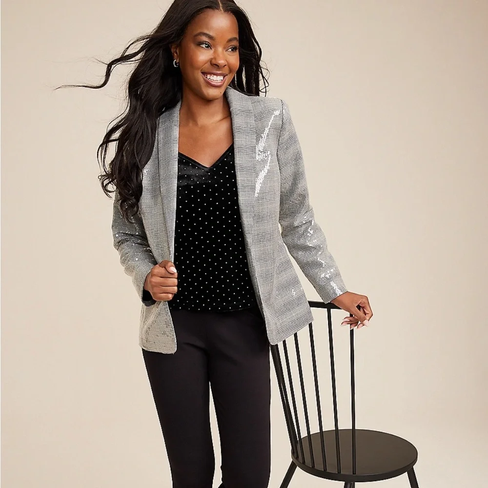 NWT Sequin Plaid Blazer. Perfect statement piece! - Picture 5 of 6